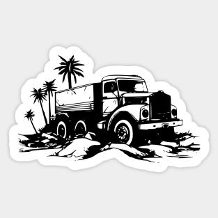 vintage heavy truck - desert - palm tree Sticker